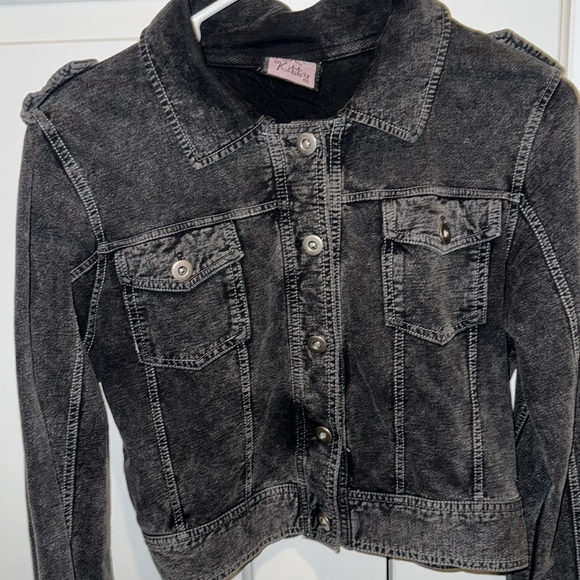 L.A Kitty Black cotton faux jean black jacket - Picture 3 of 6